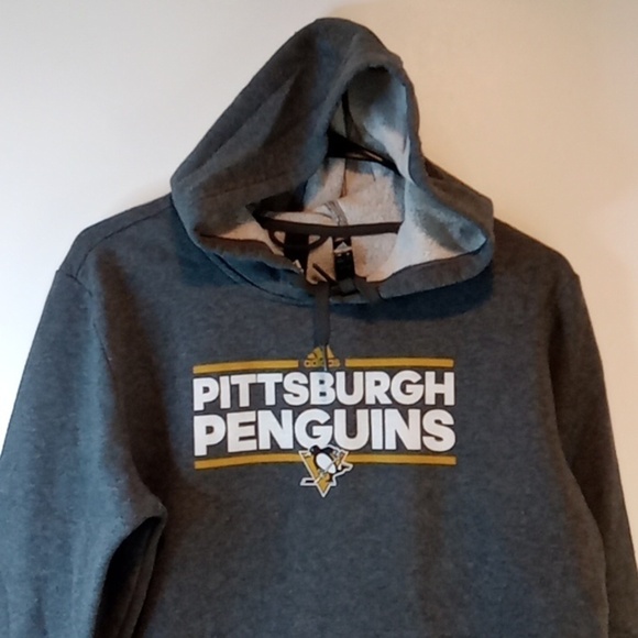 Adidas Pittsburgh Penguins Hoodie Pullover Sweatshirt Youth Sz 16-18 L EUC NICE! - Picture 2 of 16